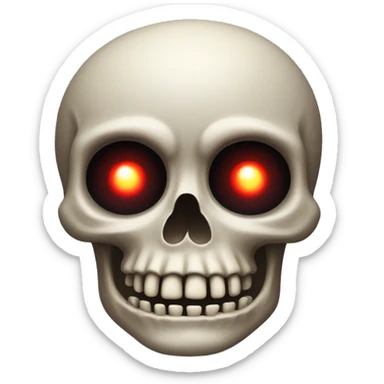 a skull with red glowing eyes with two 🖐️besides it ear region on each side sticker