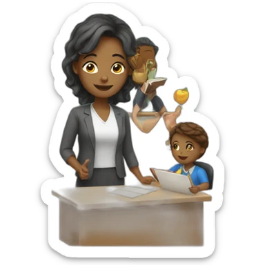 woman teacher with students sticker