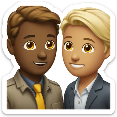 meeting face to face to people one woman one man sticker