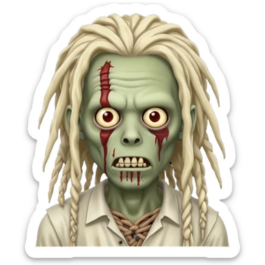 zombie with dreadlocks and scars on his face sticker