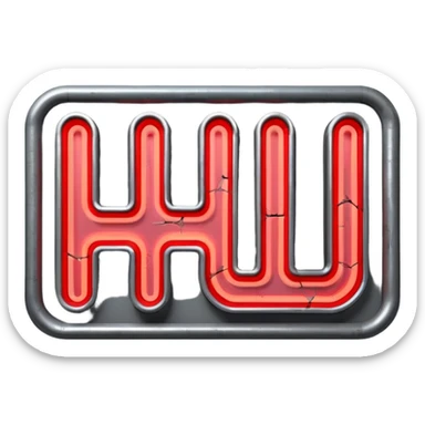 Minimalist emoji-style sticker of a flickering neon sign “HELLWOOD”, cracked letters, some missing, grayscale tubes with only faint glow in faded red

 sticker