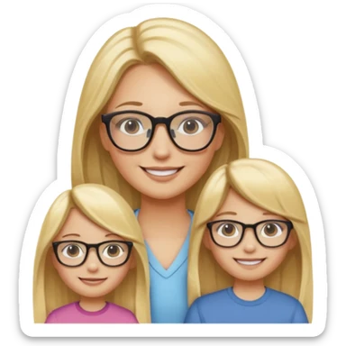 je voudrai un emoji d'une fille aux cheveux longs et blonds avec des lunettes en FAMILLE sticker