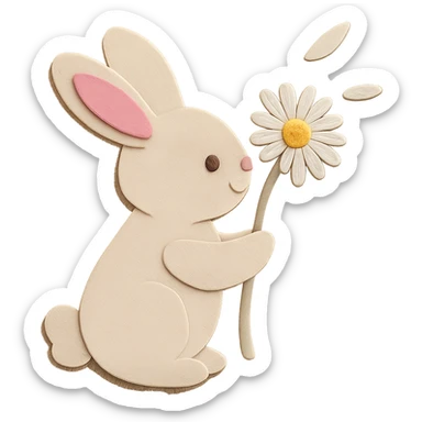 Add a pink color element to the inside of both bunny ears, making them equal, while keeping all other elements unchanged sticker