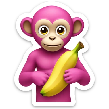 Pink monkey and banana sticker