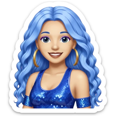 Spice, Dancehall Singer with long periwinkle hair, blue sequin outfit sticker