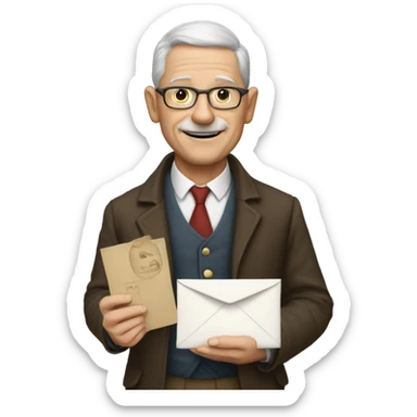 genealogist with envelope in hand sticker