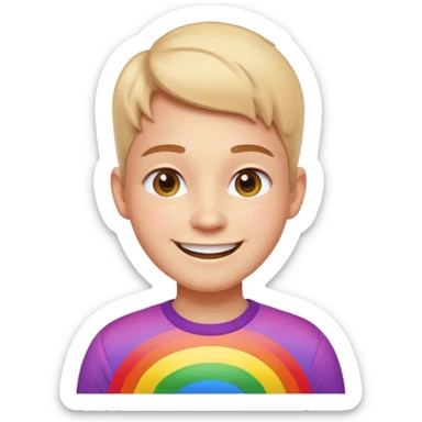 pride character, smiling, rainbow colors, inclusive and joyful vibe, modern Apple emoji style, clean vector look, soft gradients, simple background sticker
