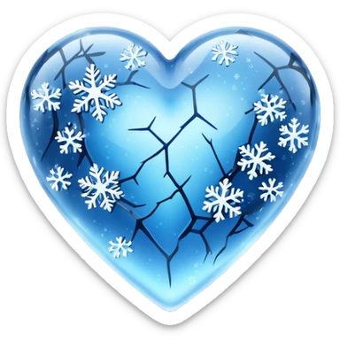 A blue ice and black ice heart with snowflakes sticker