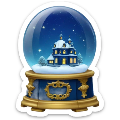 vintage dark blue rococo night sky snow globe sticker