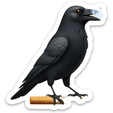 a crow smokes a cigarette sticker
