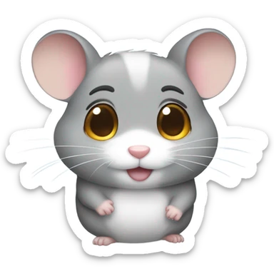 gray hamster crying sticker