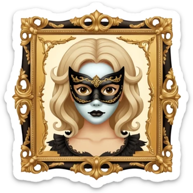 Killer on mask on fancy mirror behind woman sticker