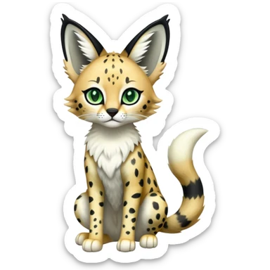 Kawaii Cute Edgy Black Green White ethereal Serval-Fionbri-Vernid full body sticker