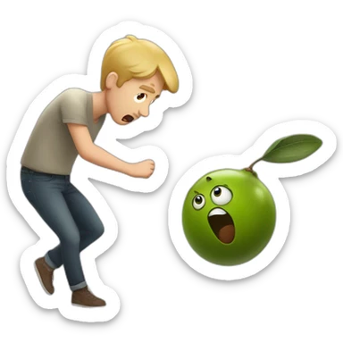 Olives falling over a scared white guy sticker