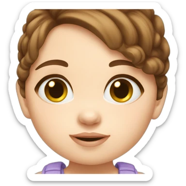 baby girl with brown hair5 and white skin full length sticker