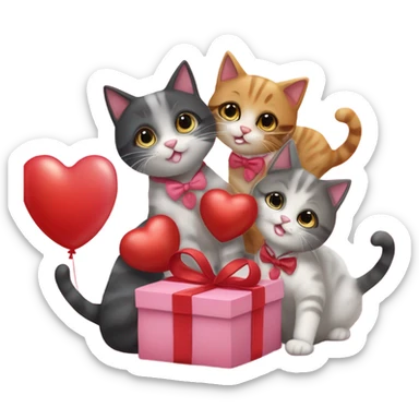 cats celebrating valentines day sticker
