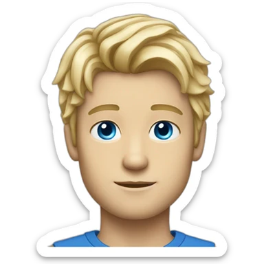 Confident blonde medium-long haired beardless boy with blue eyes sticker