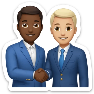 two men shaking hands, one with darker skin and one with lighter skin sticker