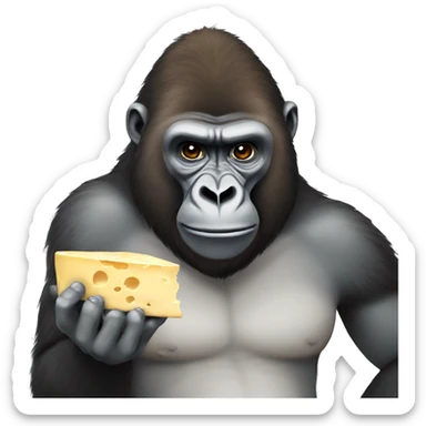 Gorilla eating cheese sticker