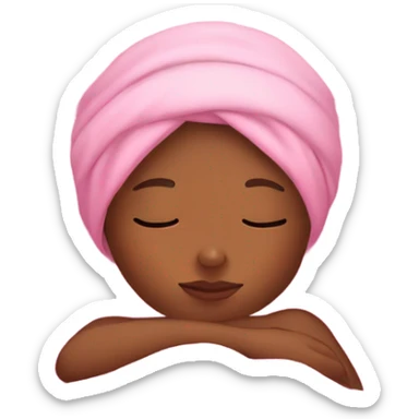 Brown girl with pink bonnet on sleeping in bed sticker