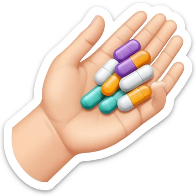 medicine pills in hand about to be swallowed sticker