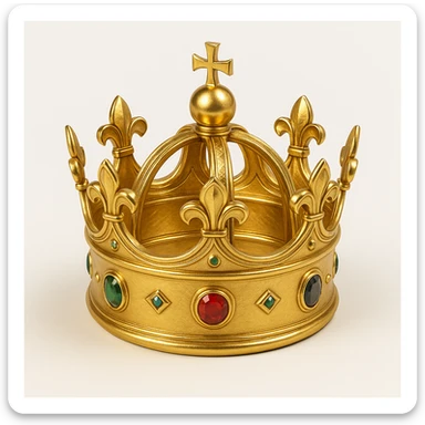a gold crown with jewels, gold style sticker
