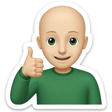 Personajul Baldi (din jocul Baldi's Basics in Education and Learning) făcând un semn de aprobare cu degetul mare in sus sticker