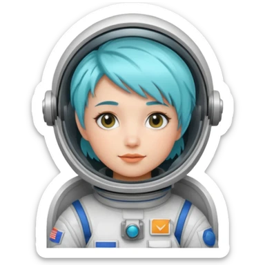 Female astronaut with short aqua hair sticker