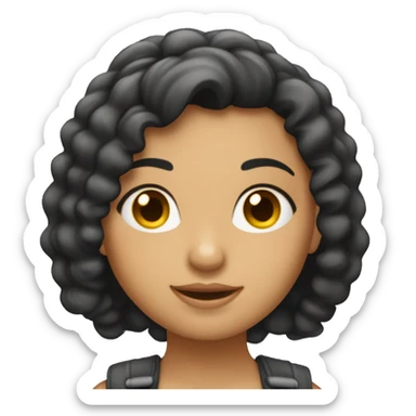 Menina morena com cabelo cacheado sticker