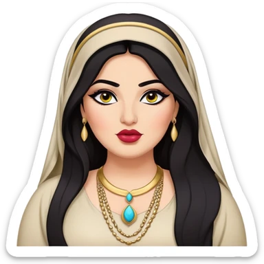 big plus size, arab, long dark hair, arab clothes, baddie,pretty, makeup, lipgloss, black eyeliner, sticker