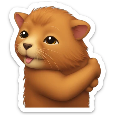 Capibara hug orange persian cat sticker