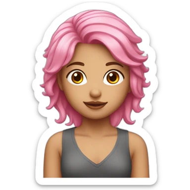 eurasian girl with pink hair sticker