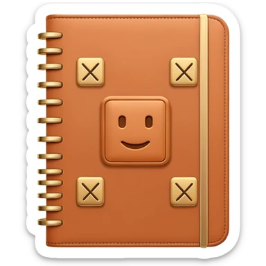 modern elegant planner with checkmarks emoji, 3D style, soft terracotta, beige or pink and gold, clean design sticker
