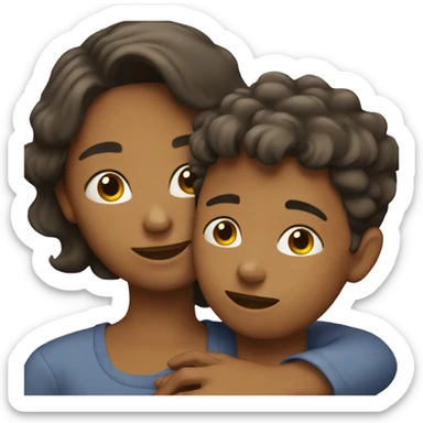 Mother and son hugging sticker