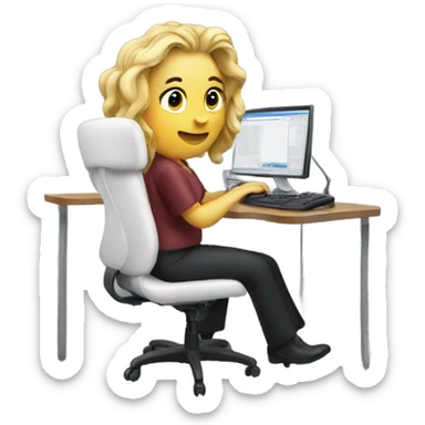 Christie working on the computer  sticker