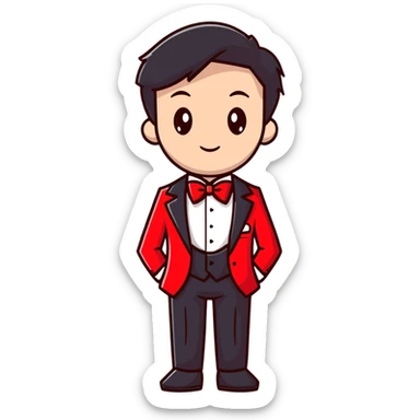 red and white formal tuxedo suit sticker