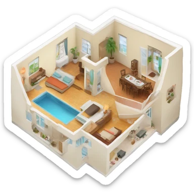 top down shot of an airbnb appartement sticker