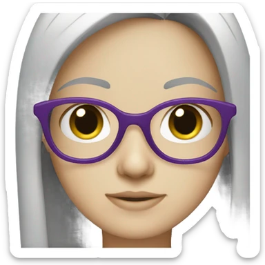 pale little girl in purple glasses and dark hair sticker