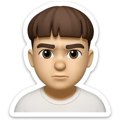 Convert this photo to a 3D emoji in Apple style, capturing the facial features and expression, with a smooth, rounded, and glossy look typical of Apple emojis. Remove the background. The style should resemble Apple 3D emojis with a smooth and glossy finish. sticker