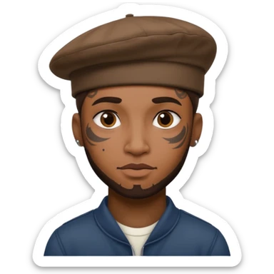 black man with tattooed faces wearing berets sticker