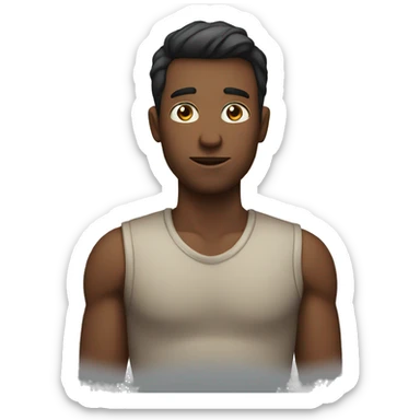 A guy with his hand over his chest sticker