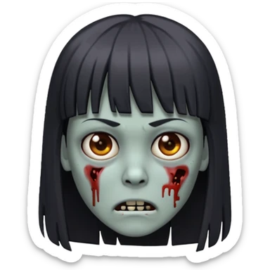 zumbi com franjinha na testa e o cabelo longo liso e preto sticker