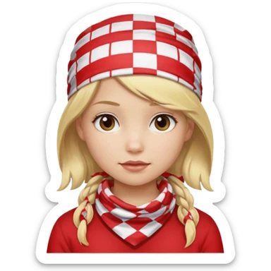 girl blonde hair, wear red and white checkered bandana sticker