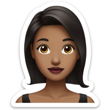 Girl with dark brown hair pink lipstick and black dress sticker