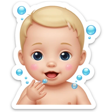 Tiny baby popping bubbles sticker