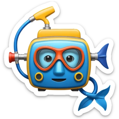 Toaster with face scuba diving sticker