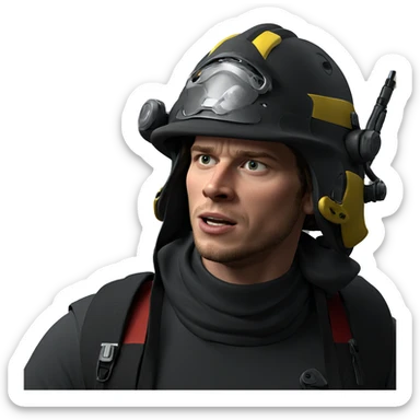 realistic male in helmet sticker
