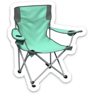 Realistic mint green camping folding chair isolated.  sticker