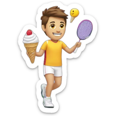 Badminton player with ice cream  sticker