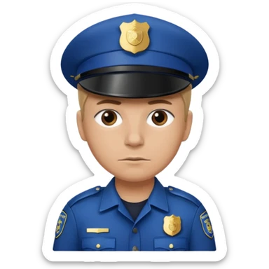 police officer emoji, police cap, badge sticker